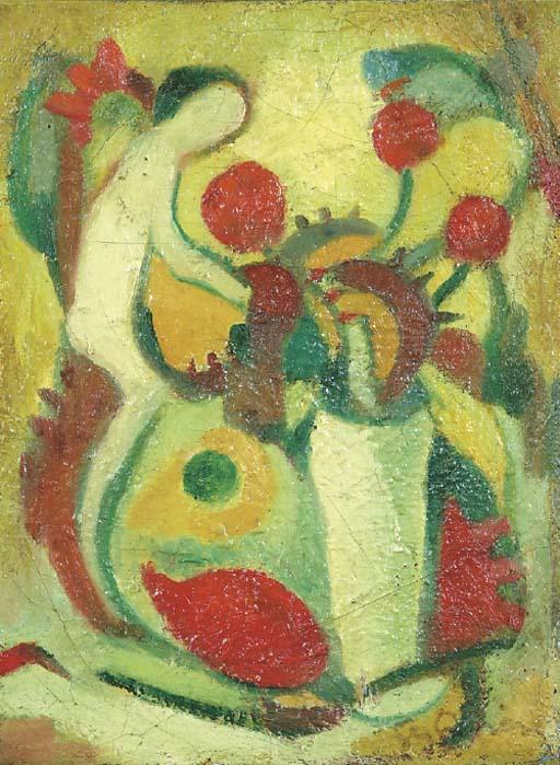 Gerard Grassere - Woman and flowers