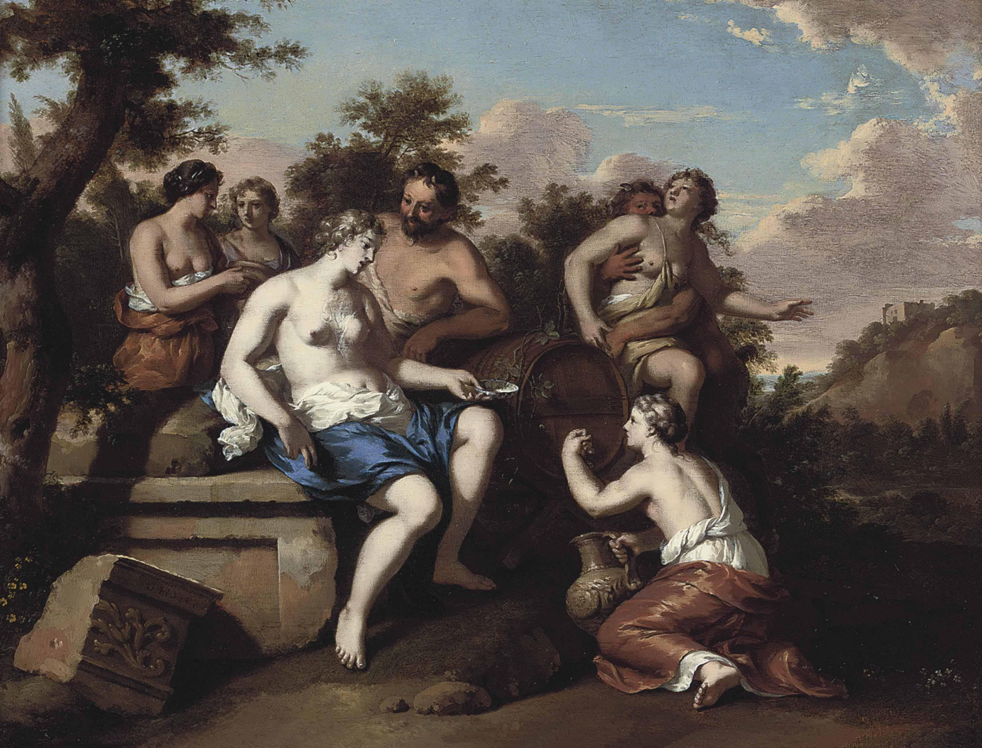 Gerard Hoet I - A Bacchanal With Nymphs And Satyrs