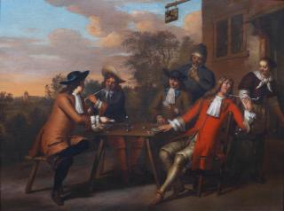 Gerard Hoet the Younger - An elegant company smoking and drinking outside an inn