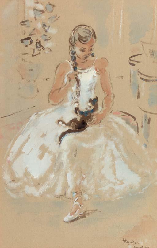 Gerard Hordijk - Ballerina playing with a cat