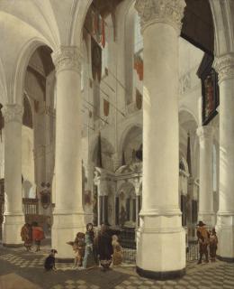 Gerard Houckgeest - The interior of the New Church in Delft, with the Tombe of William the Silent, crafted by Hendrik de Keyser