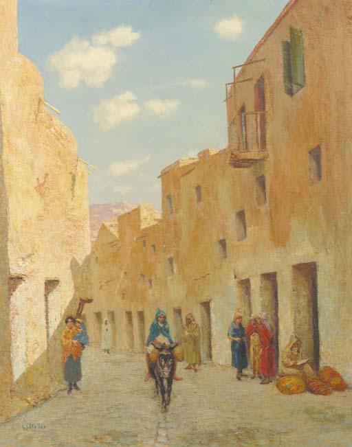 Gerard Johan Staller - A donkeyride in the streets of Bou-Saada, Algeria