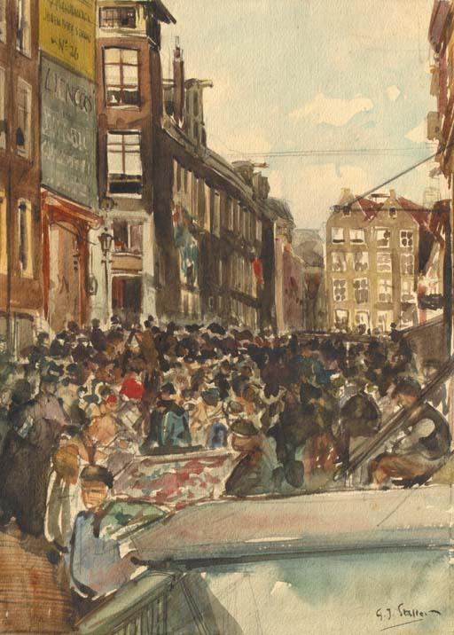 Gerard Johan Staller - The Jodenbreestraat in Amsterdam