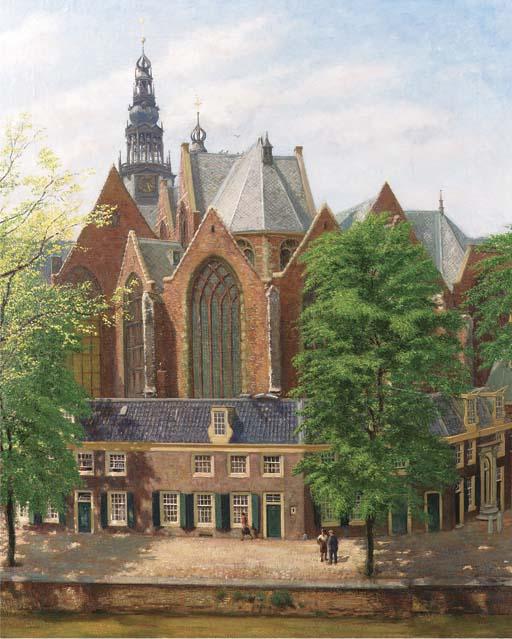 Gerard Johan Staller - Voorjaar om de Oude Kerk
