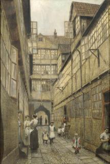 Gerard Johan Staller - Women Conversing In The Fingergang Hof, Hamburg