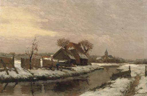 Gerard Johannes Delfgaauw - Broeksloot bij Rijswijk: working near a quiet river