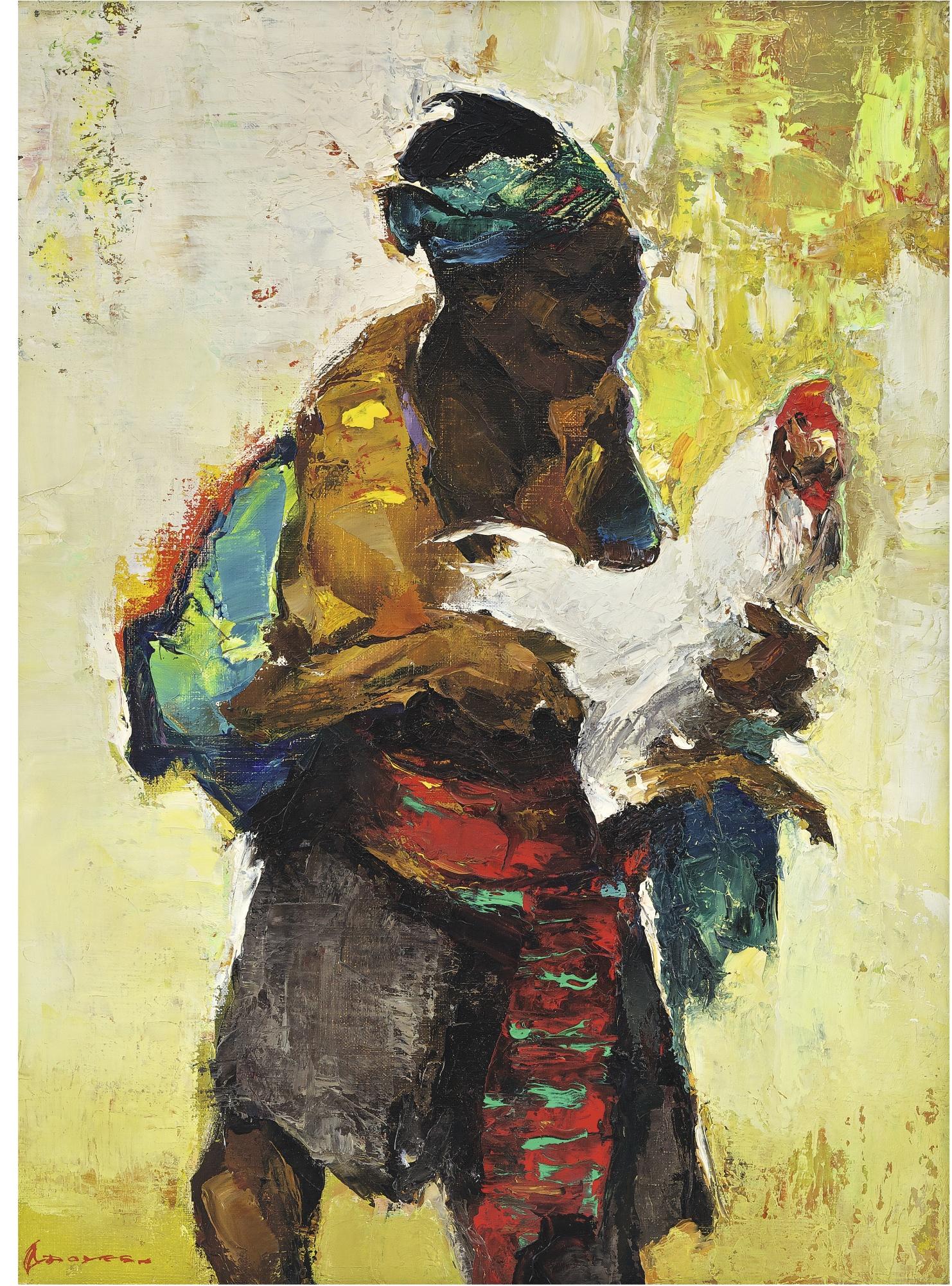 Gerard Pieter Adolfs - Javaanse Boer Met Haan (Javanese Farmer With Cockerel)