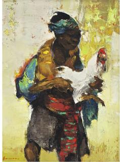 Gerard Pieter Adolfs - Javaanse Boer Met Haan (Javanese Farmer With Cockerel)