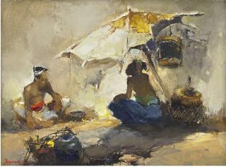 Gerard Pieter Adolfs - Marktscene, Java (Market Scene, Java)