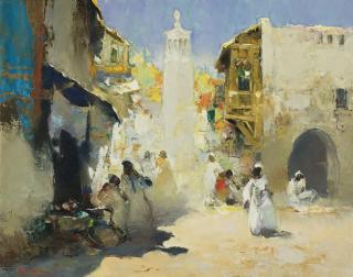 Gerard Pieter Adolfs - Straattafereel Marokko (Street Scene Morocco)