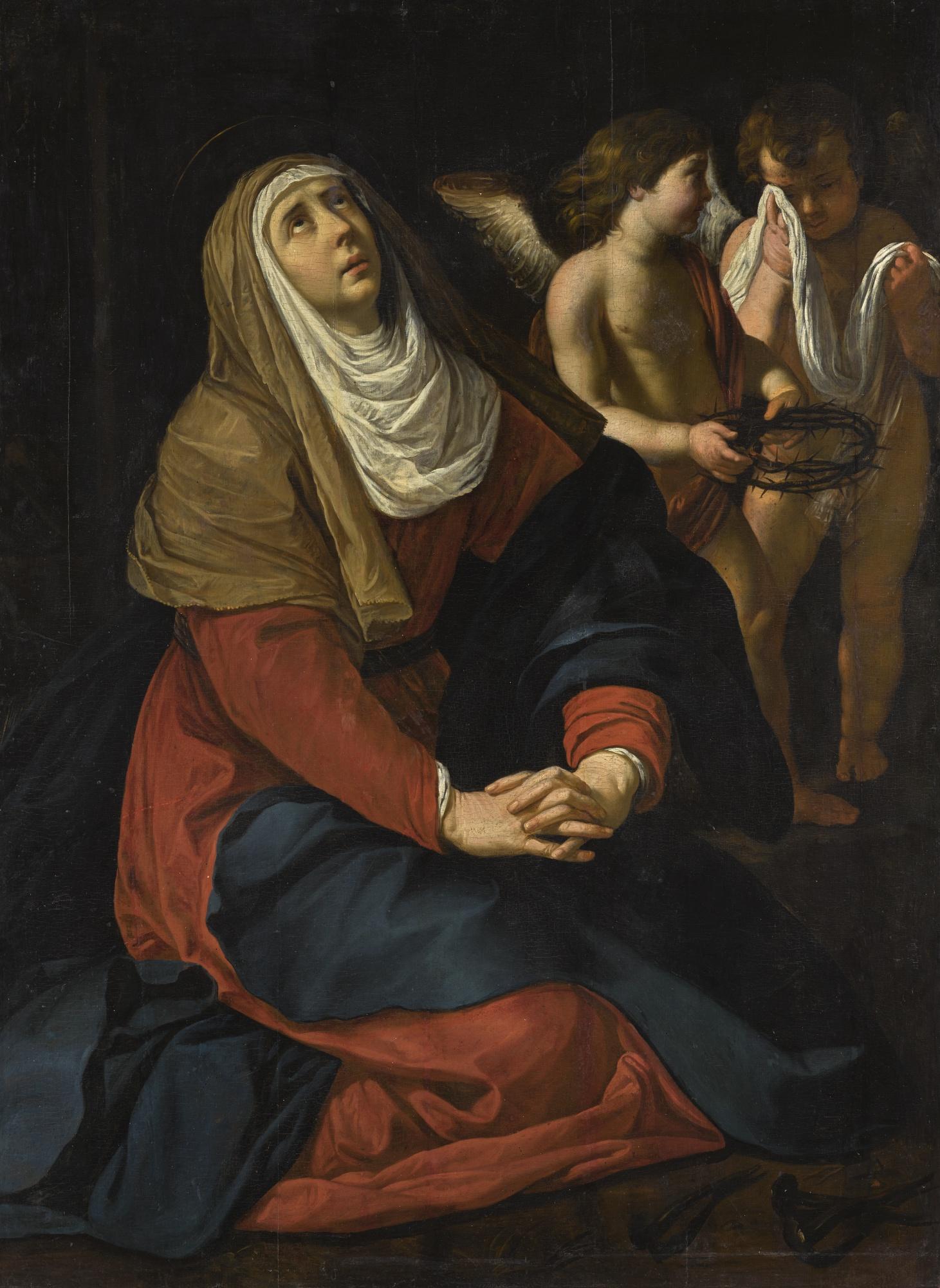 Gerard Seghers - The Virgin In Prayer At The Foot Of The Cross, With Crying Angels