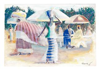 Gerard Sekoto - A Senegalese street café