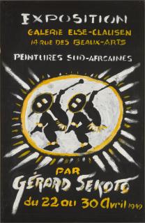 Gerard Sekoto - Exposition Peintures Sud-Africaines par Gerard Sekoto (Hand-Painted Exhibition Poster)