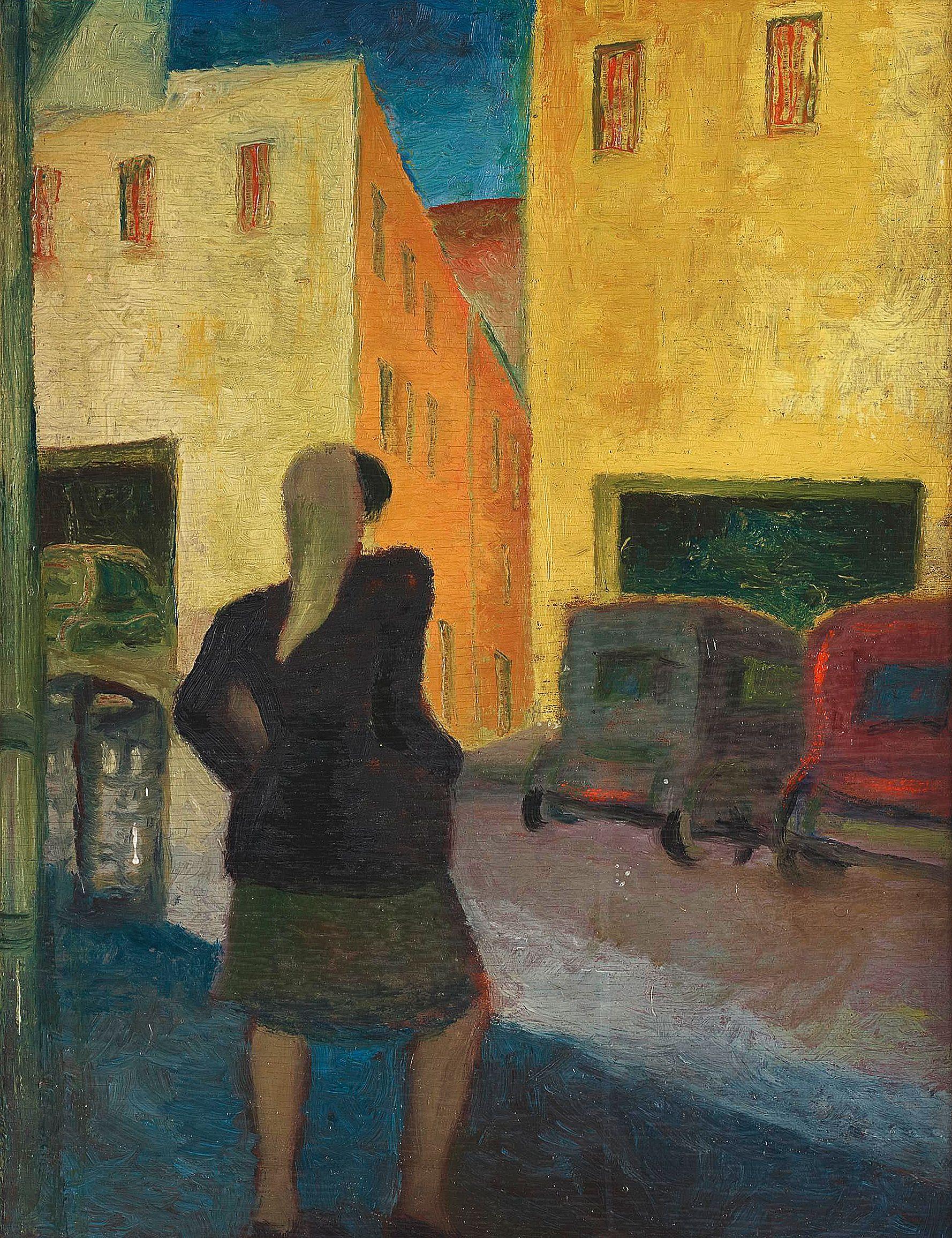 Gerard Sekoto - Woman crossing the road