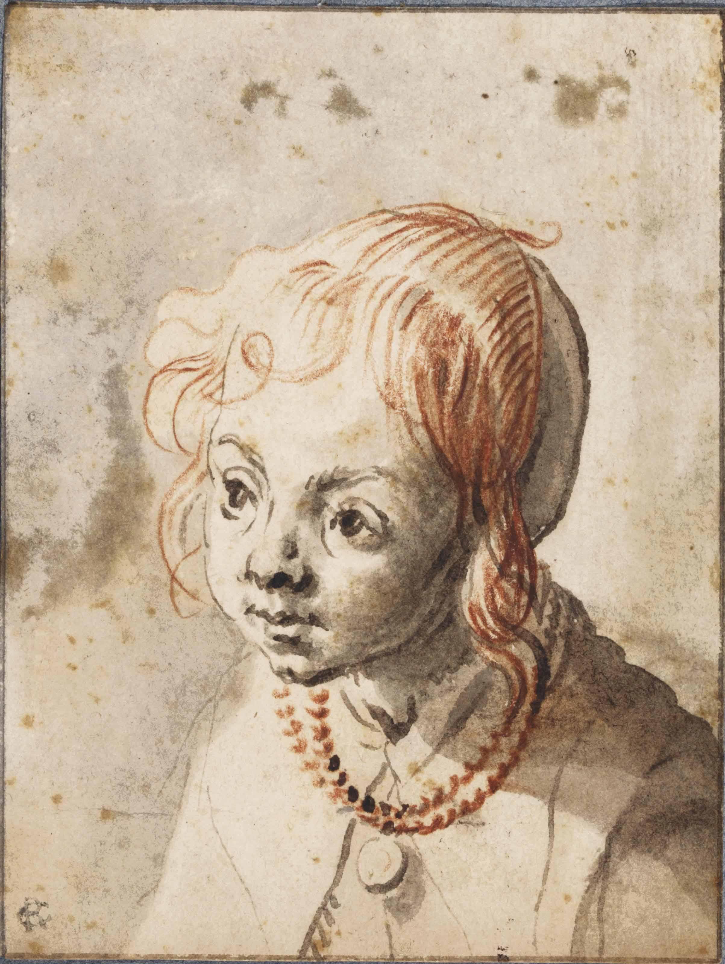 Gerard ter Borch I - Head Of A Girl, Possibly Sara Ter Borch, Wearing A Necklace