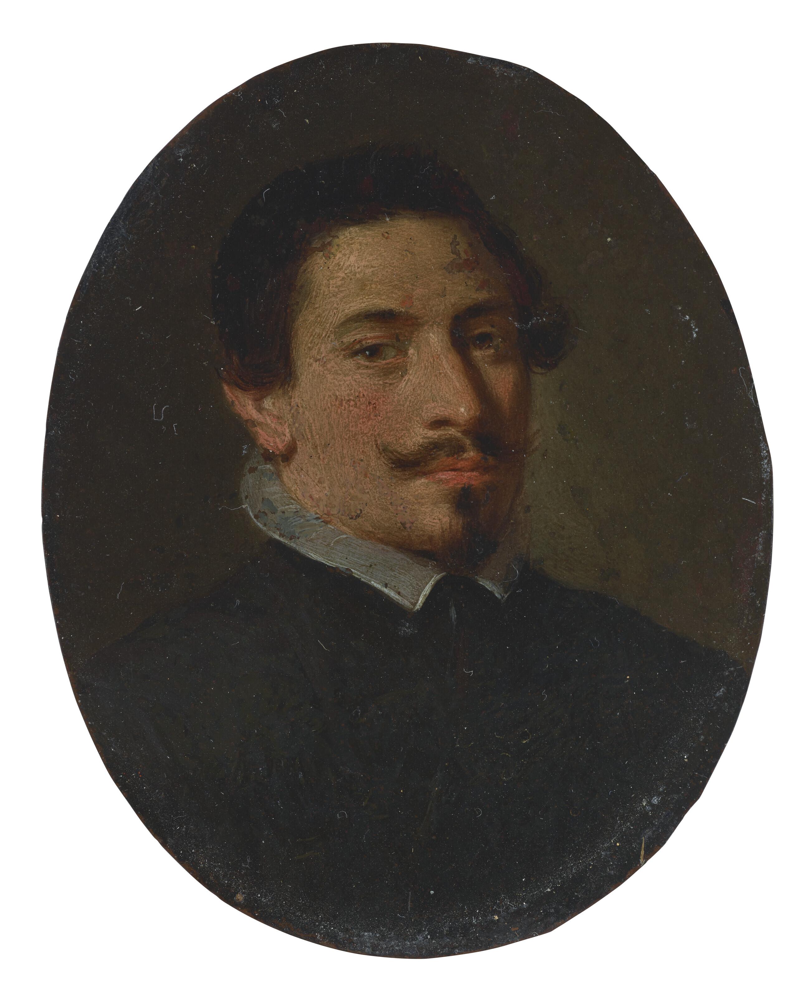 Gerard Ter Borch II - Portrait of a Spanish gentleman, bust-length, in a black doublet with a white collar