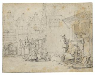 Gerard Ter Borch II - Vegetable market day in a Dutch town