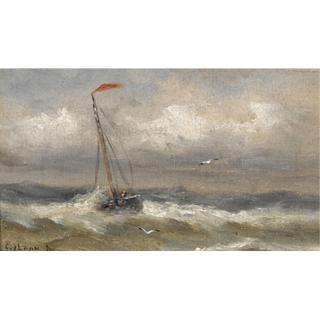 Gerard van der Laan - A Fishing Boat On Open Sea