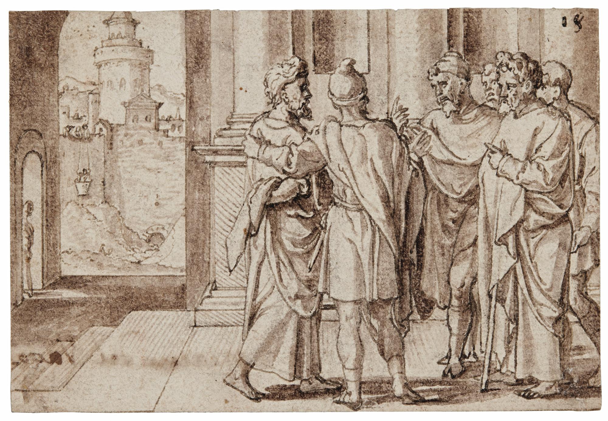 Gerard van Groeningen - Saul Being Lowered Down The Walls Of Damascus In A Basket