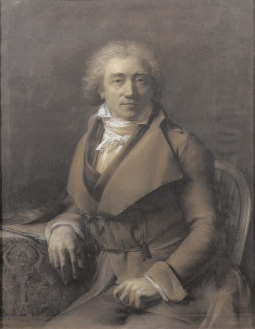 Gerard Van Spaendonck - Self Portrait seated at a table, turned to the right