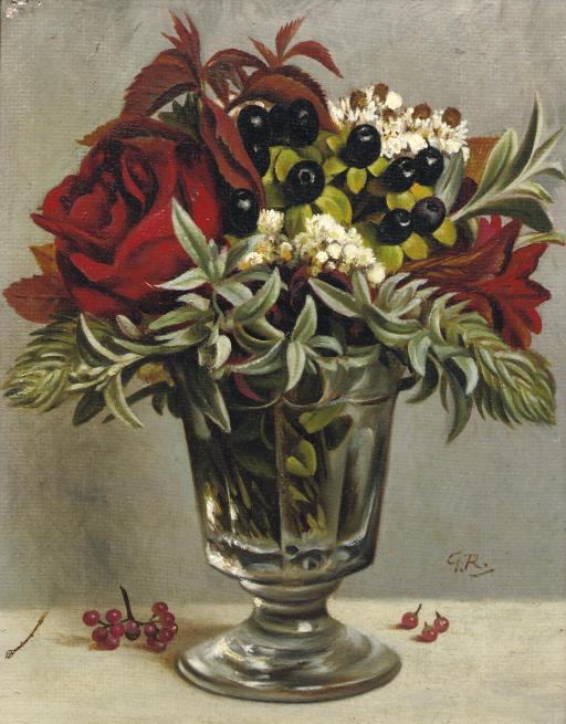 Gerard Victor Alphons Röling - A still life with flowers in a glass