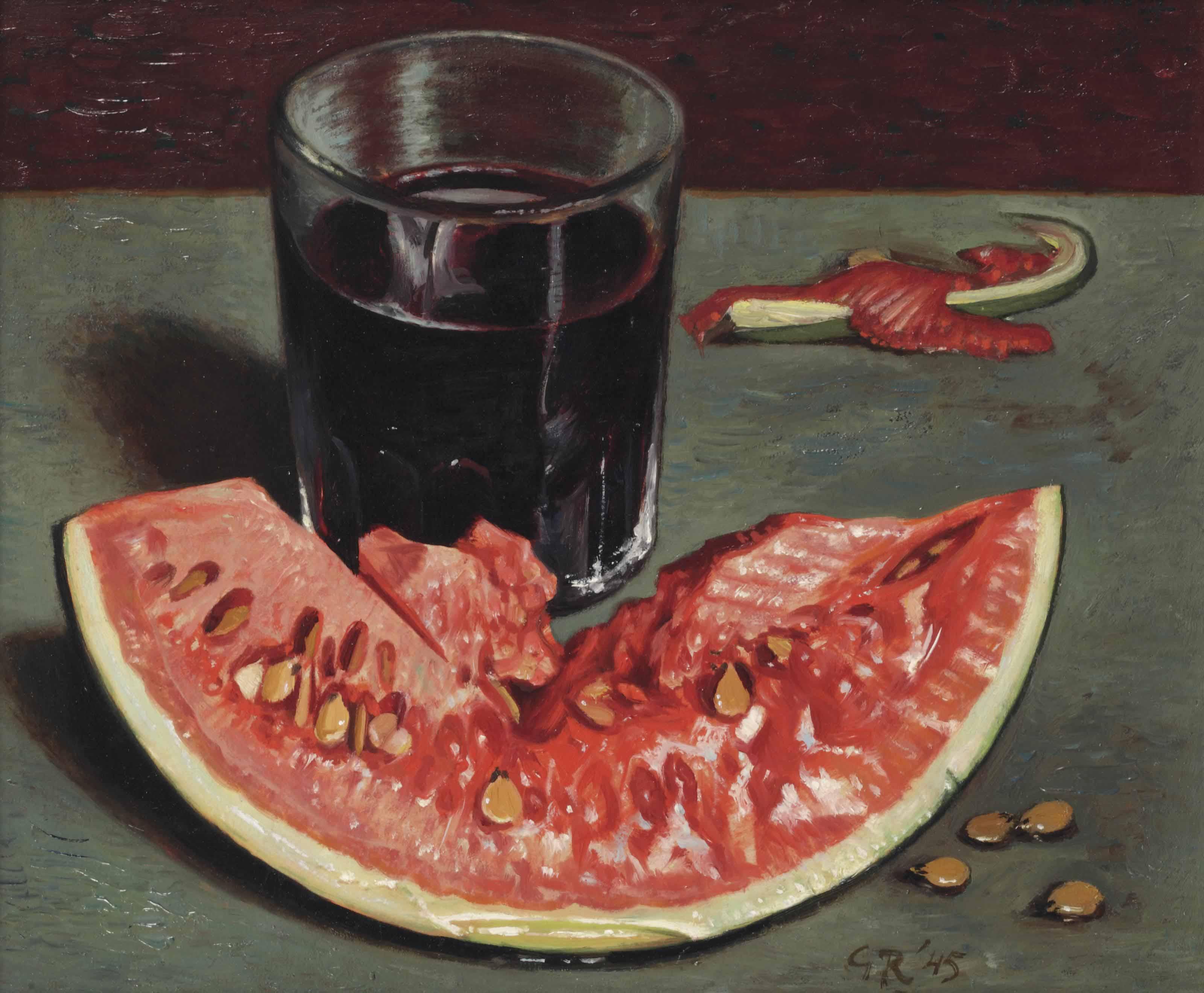 Gerard Victor Alphons Röling - A Still Life With Watermelon
