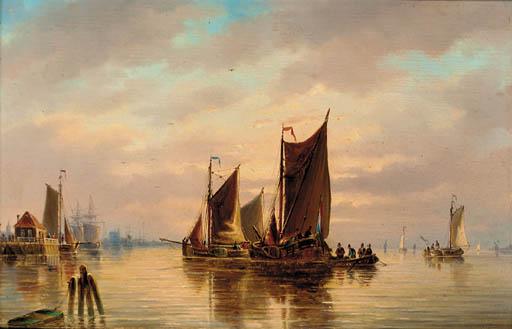 Gerardus Hendriks - Dutch Fishing Vessels In The Harbour At Dusk