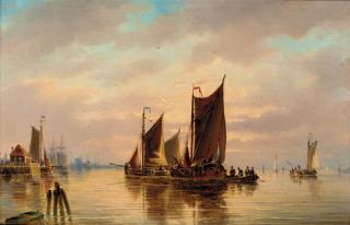 Gerardus Hendriks - Dutch Fishing Vessels In The Harbour At Dusk