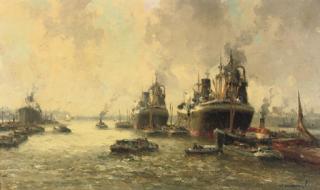 Gerardus Johannes Delfgaauw - Steamers arriving at the port of Rotterdam