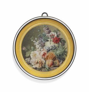 Gerardus Van Spaendonck - A Floral Still-Life With Roses, Delphiniums, Peonies, Poppies, Anemones, A Pineapple, Peaches And Grapes On A Stone Ledge