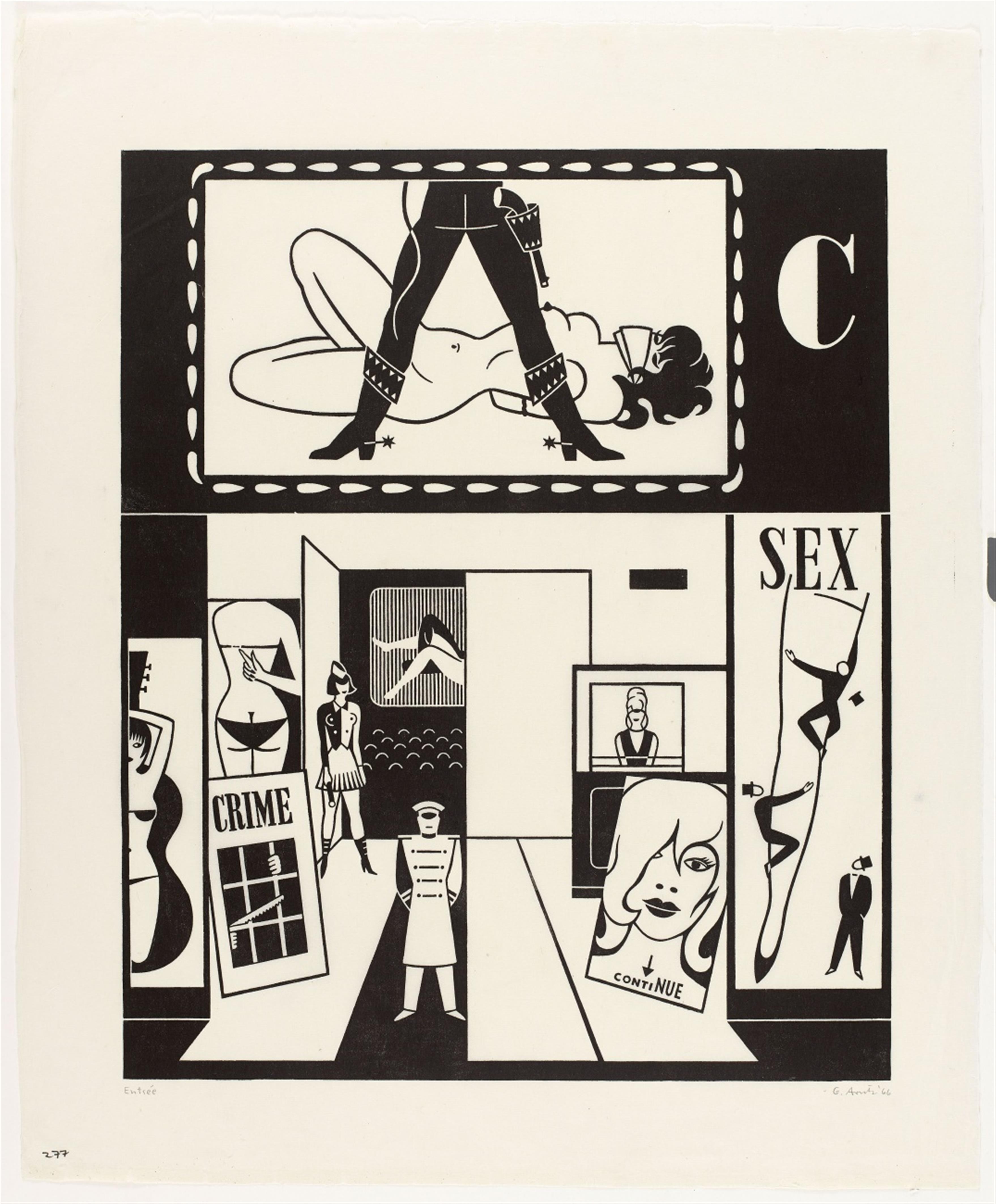 Gerd Arntz - Schiffschaukel, Les Baigneuses, Karussell (Zweefmolen), Entrée