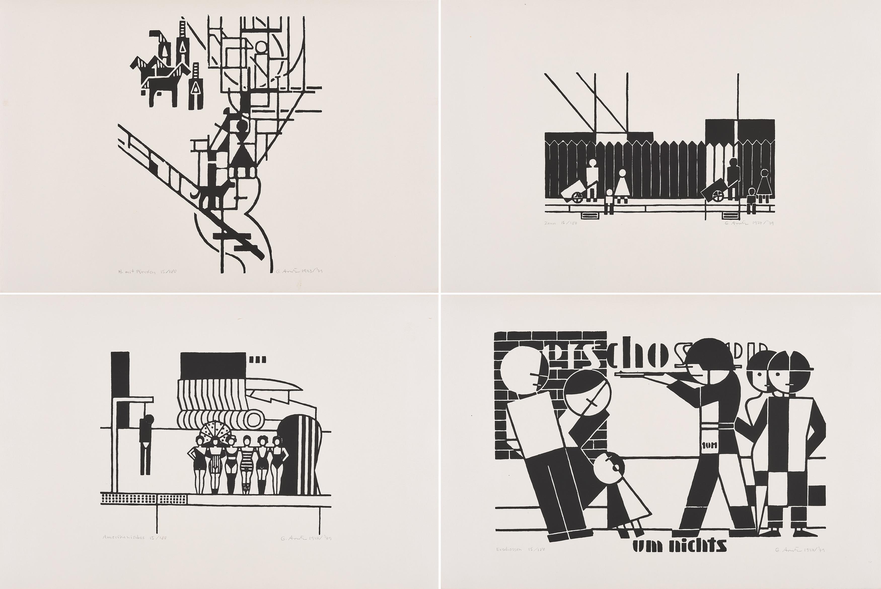 Gerd Arntz - Siebdrucke nach frühen Holzschnitten.