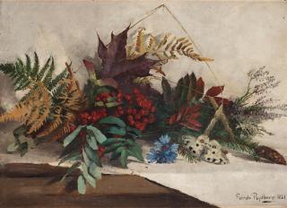 Gerda Tirén - Still life with berries and butterfly