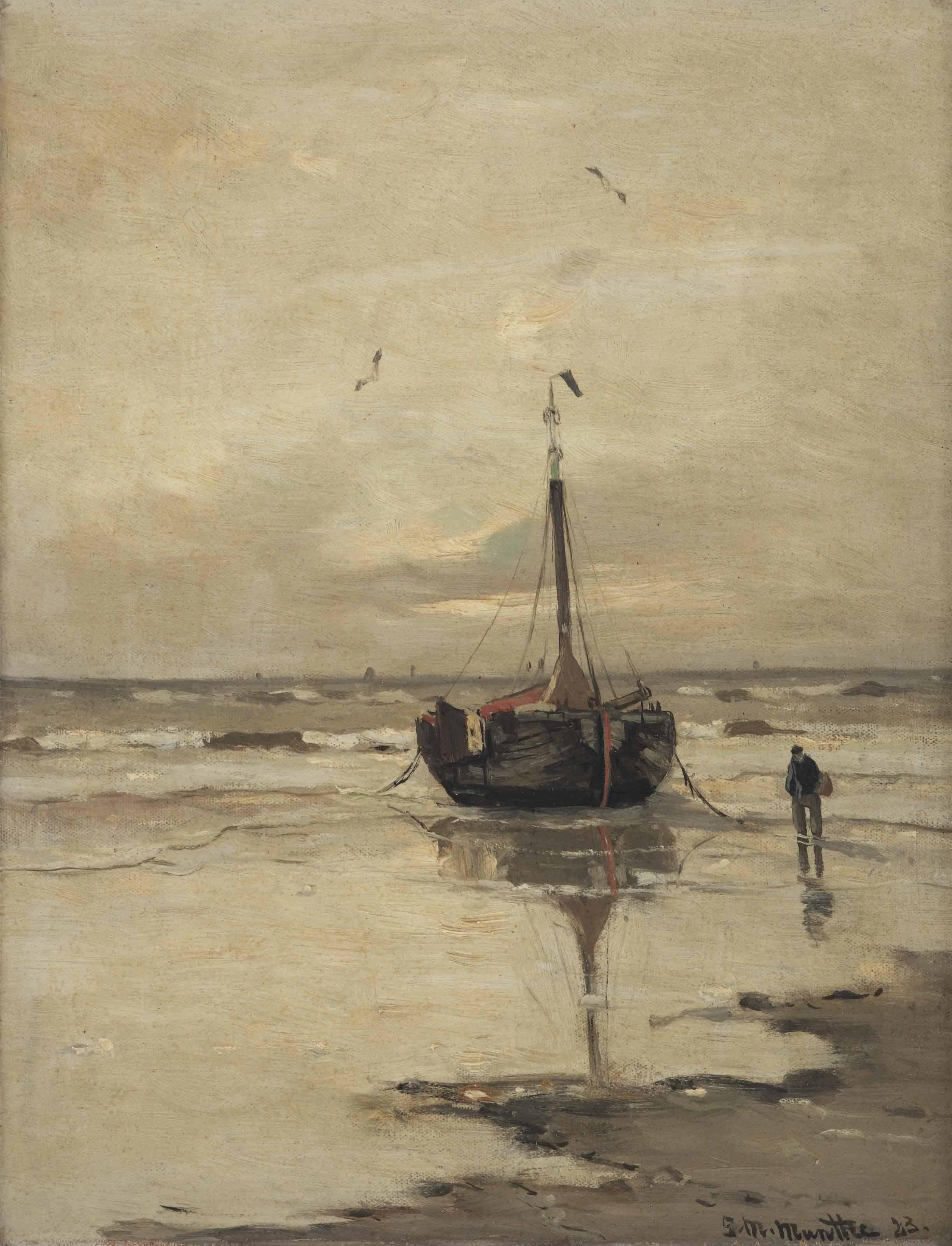 Gerhard Arij Ludwig Morgenstjerne Munthe - A bomschuit at low tide