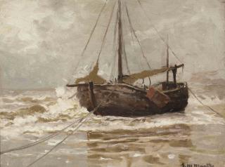 Gerhard Arij Ludwig Morgenstjerne Munthe - A bomschuit on the beach