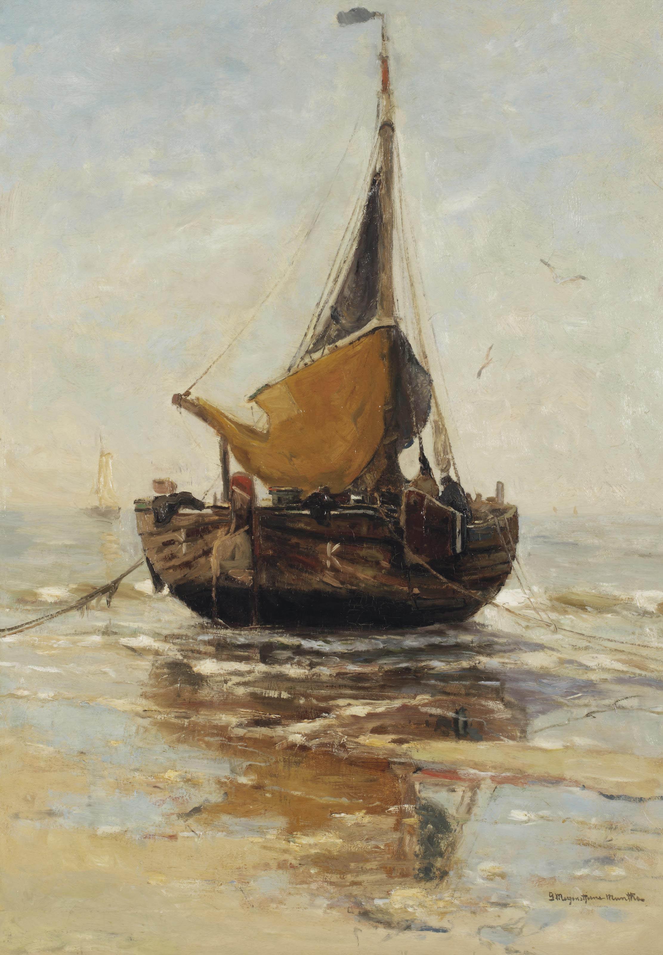 Gerhard Arij Ludwig Morgenstjerne Munthe - A bomschuit on the beach