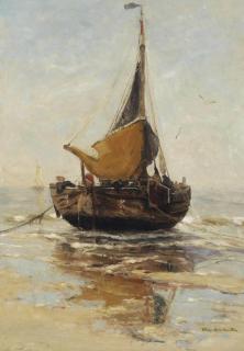 Gerhard Arij Ludwig Morgenstjerne Munthe - A bomschuit on the beach