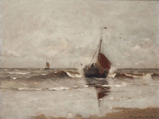 Gerhard Arij Ludwig Morgenstjerne Munthe - A bomschuit setting out to sea