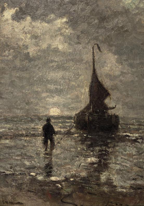 Gerhard Arij Ludwig Morgenstjerne Munthe - After the day\'s catch at sunset