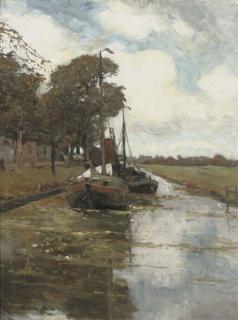 Gerhard Arij Ludwig Morgenstjerne Munthe - Along a canal in autumn