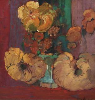 Germ de Jong - A Still Life With Flowers In A Ginger Jar