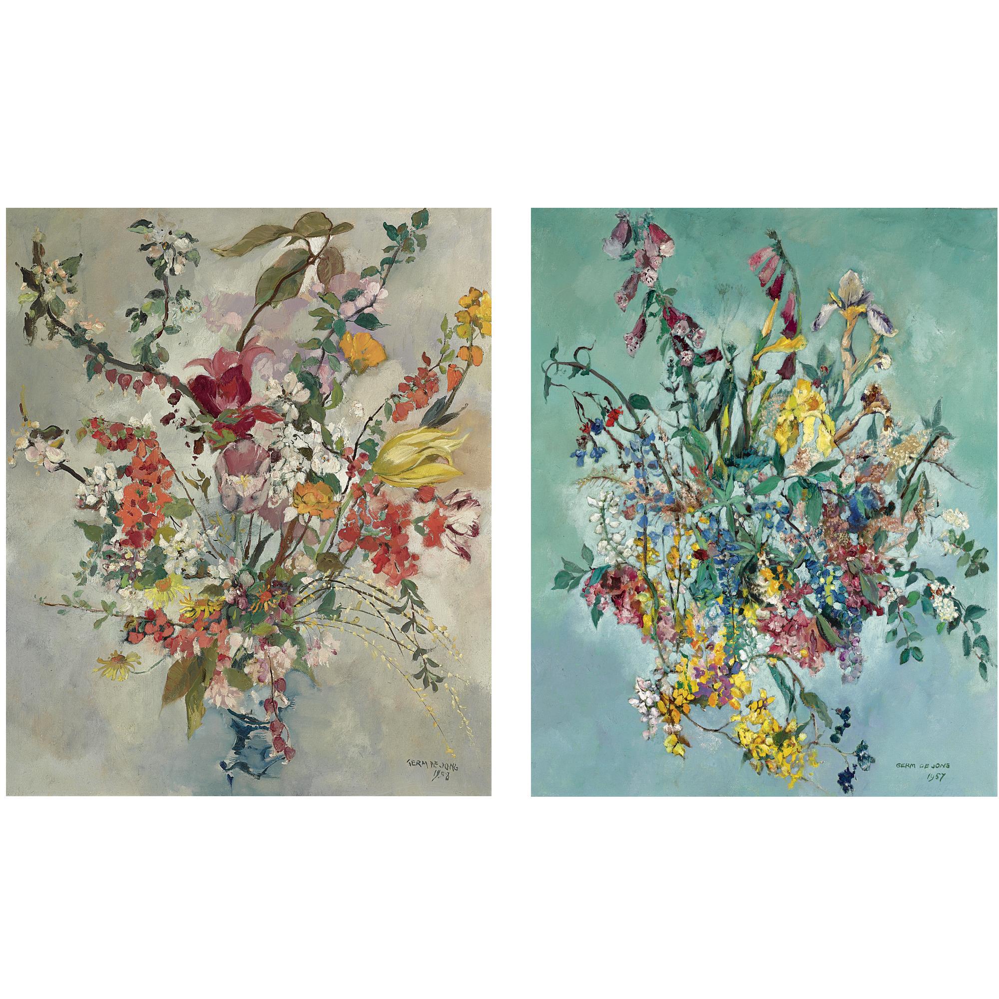 Germ De Jong - Dutch A Still Life Of Flowers