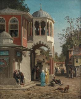 Germain Fabius Brest - Figures outside the Mosque, Constantinople