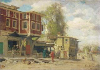 Germain Fabius Brest - Village à Bebec: a view of a Turkish village