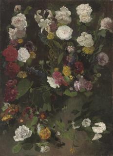 Germain Fabius Brest - White roses, lillies, poppies and other summer blooms