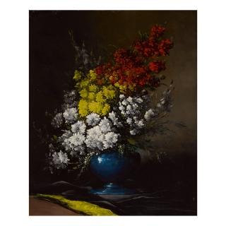 Germain-Théodore Ribot - Bouquet Of Flowers In A Blue Vase