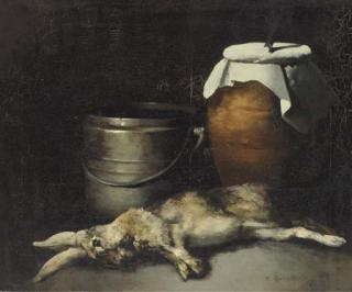 Germain-Theodore Ribot - Nature Morte Au Lapin