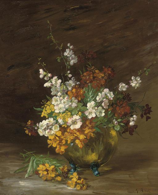 Germain Théodore Ribot - Summer blooms in a jardiniere