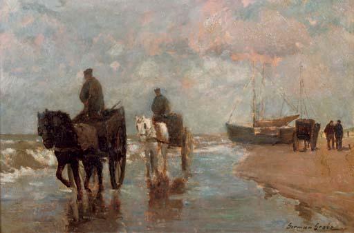 German Grobe - A shell fisher in the surf