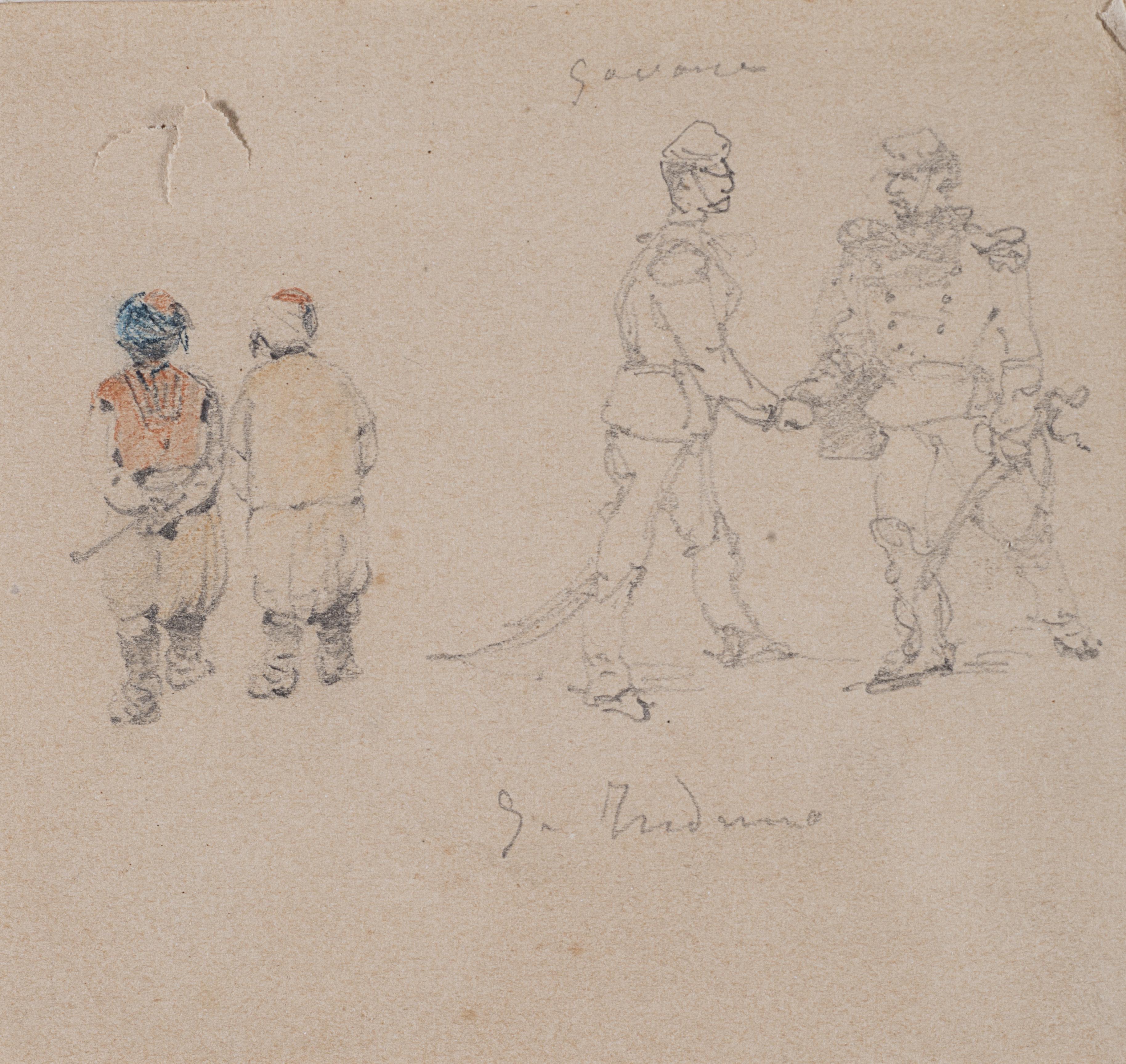 Gerolamo Induno - Studio di figure - Il Generale Giuseppe Govone e altro Ufficiale di Stato Maggiore